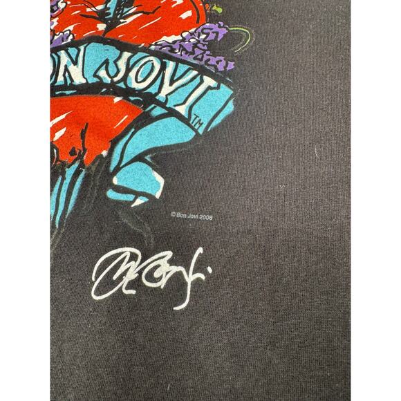 2008 Hard Rock Cafe Signature Series Bon Jovi Sz L Black Women’s T Shirt - Picture 10 of 11